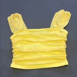SHEIN Yellow Ruched Crop Top